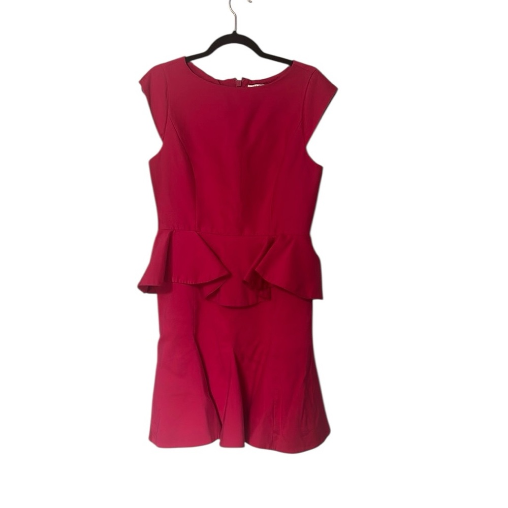 Halston Heritage Fuchsia Peplum Midi Dress - Picture 2 of 5
